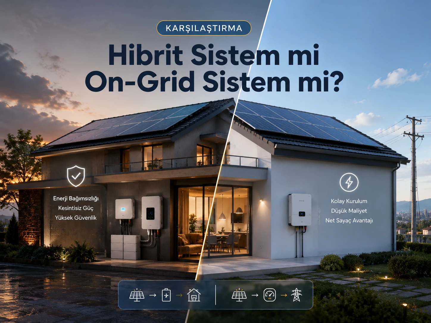 On-Grid GES ile Hibrit GES Arasındaki Farklar